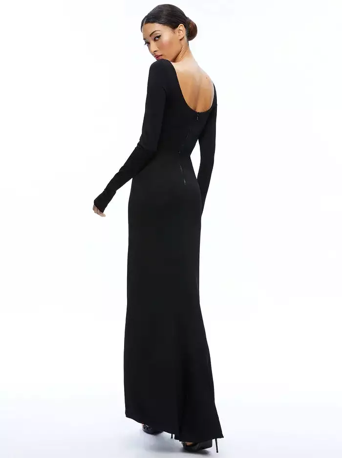 Alice + Olivia - Kalena Scoop Neck Cutout Maxi Dress - Black