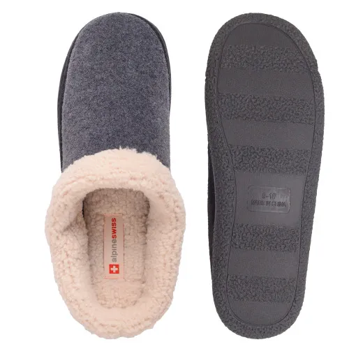 Alpine Swiss Paul Mens Memory Foam Fleece Clog Slippers House Shoes