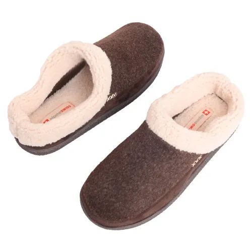 Alpine Swiss Paul Mens Memory Foam Fleece Clog Slippers House Shoes