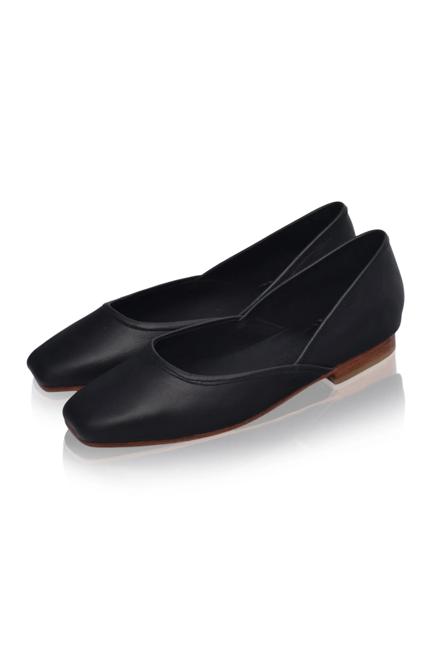 Amore Square Toe Ballet Flats in Beige