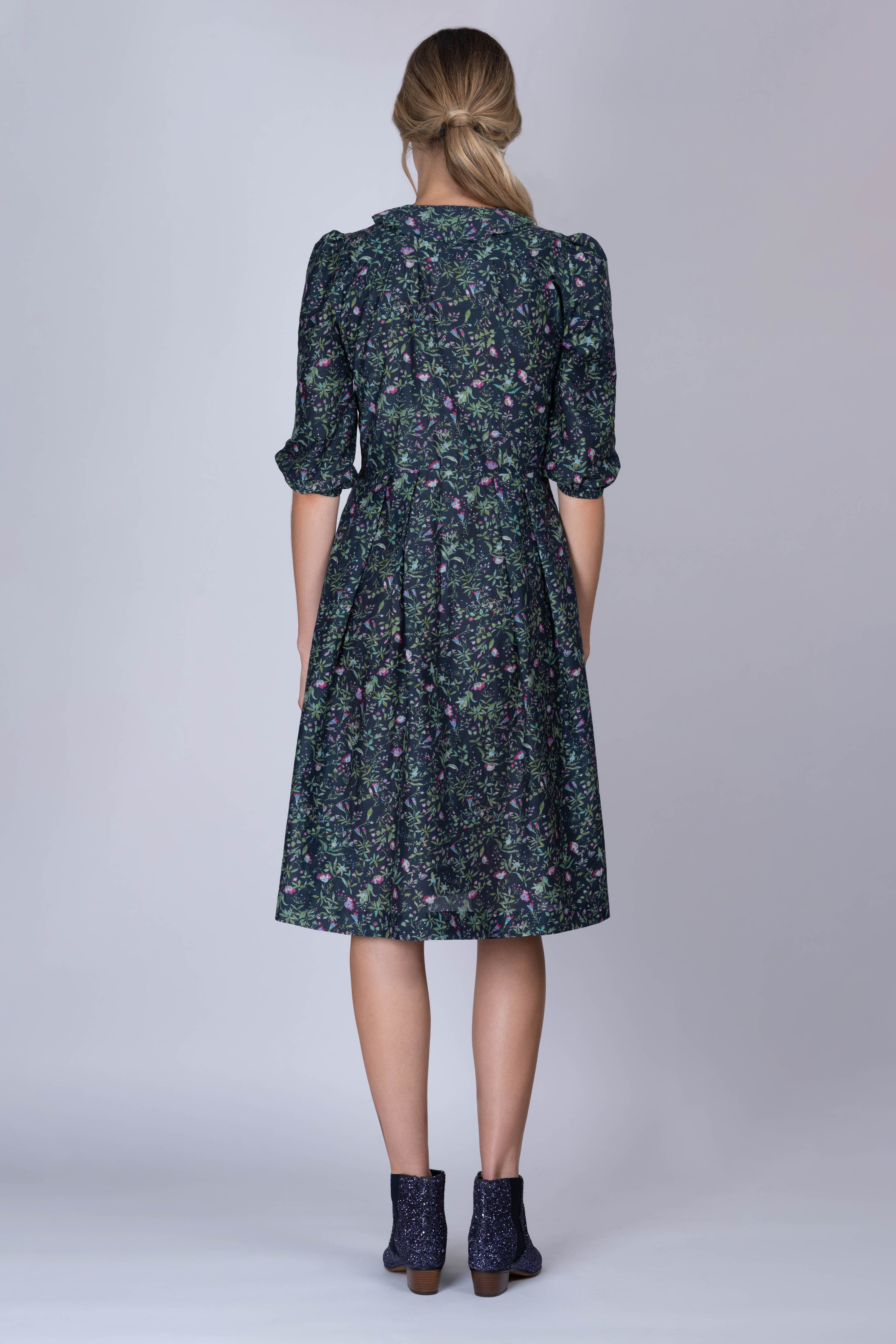 Botanical Print Cotton Silk SONNET Dress