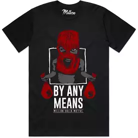 BY ANY MEANS (Red) : Black Sneaker Tees Shirt