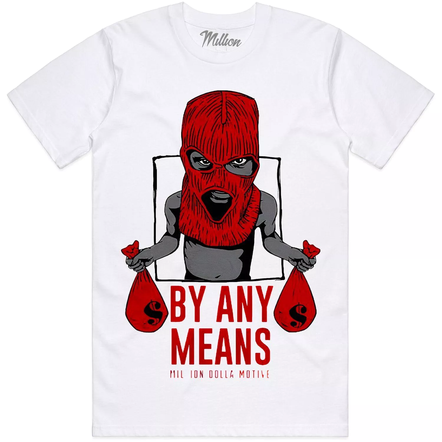 BY ANY MEANS (Red) : White Sneaker Tees Shirt