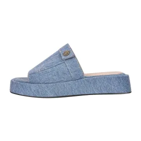 Denim Platform Square Toe Flats Slippers