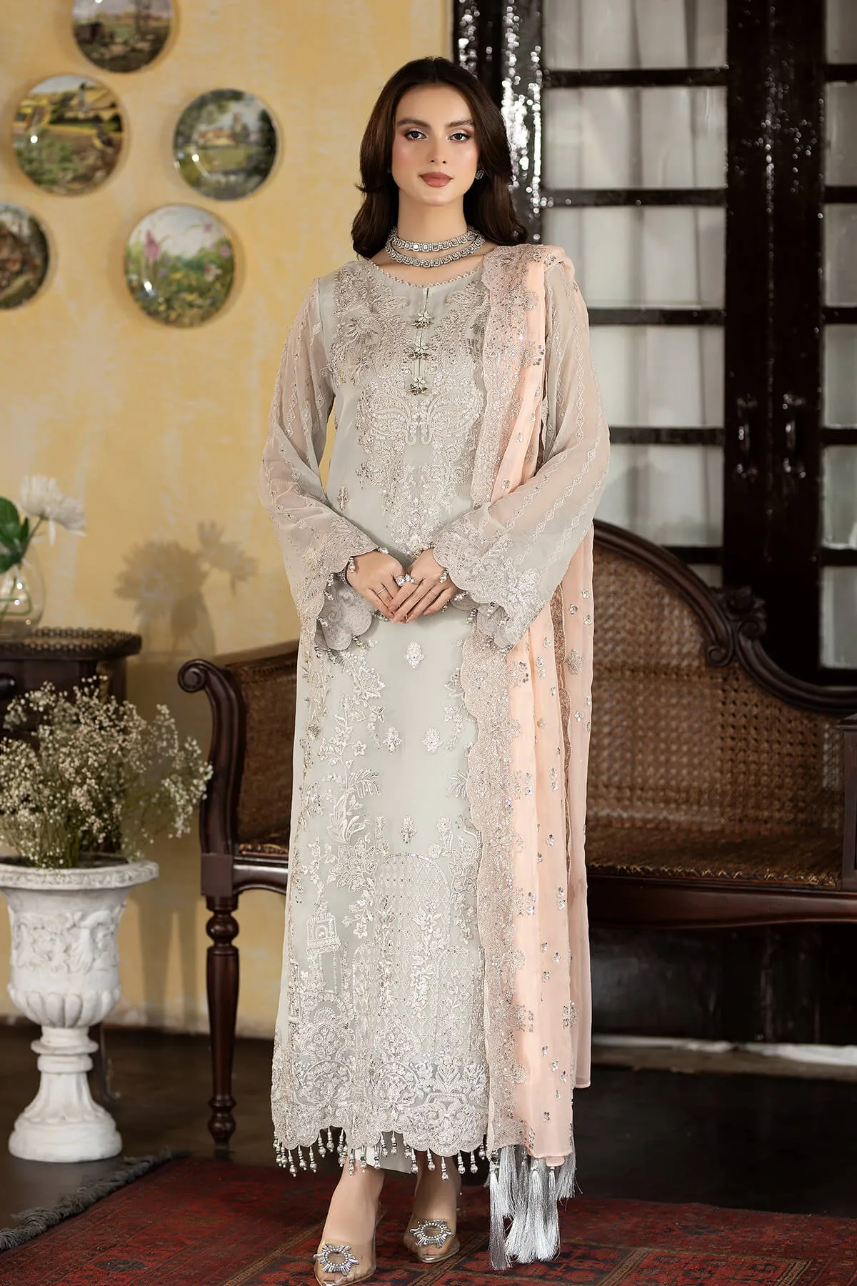 Enliven Majestic by Imrozia Premium Unstitched Chiffon 3Pc Suit M-63 Gabriella