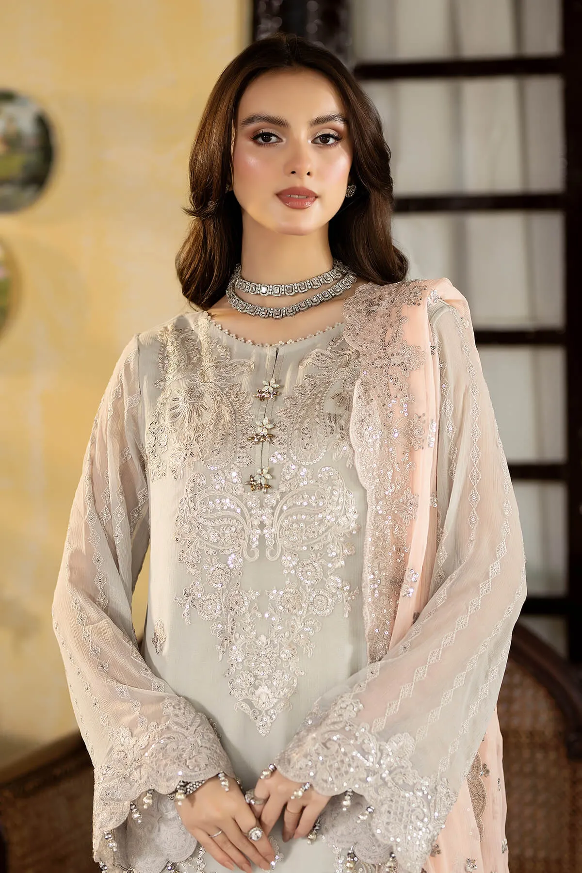 Enliven Majestic by Imrozia Premium Unstitched Chiffon 3Pc Suit M-63 Gabriella