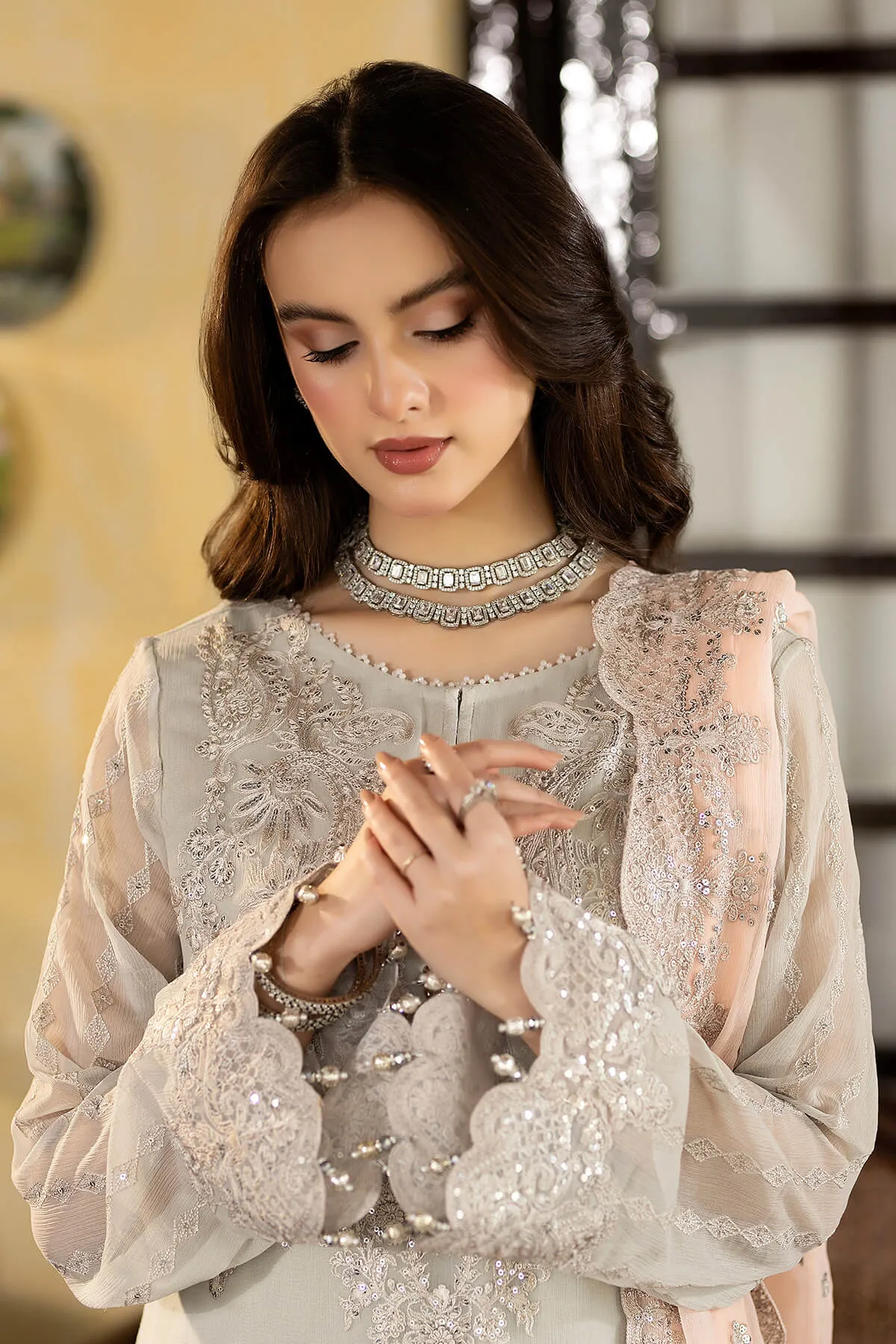 Enliven Majestic by Imrozia Premium Unstitched Chiffon 3Pc Suit M-63 Gabriella