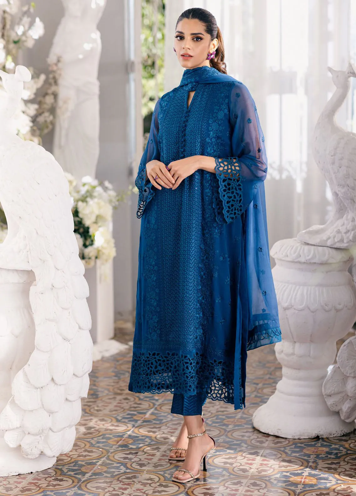 Ensembles By Azure Embroidered Chiffon 3 Piece Unstitched Suit AZU24EF ES-055 GALACTIC GLOW