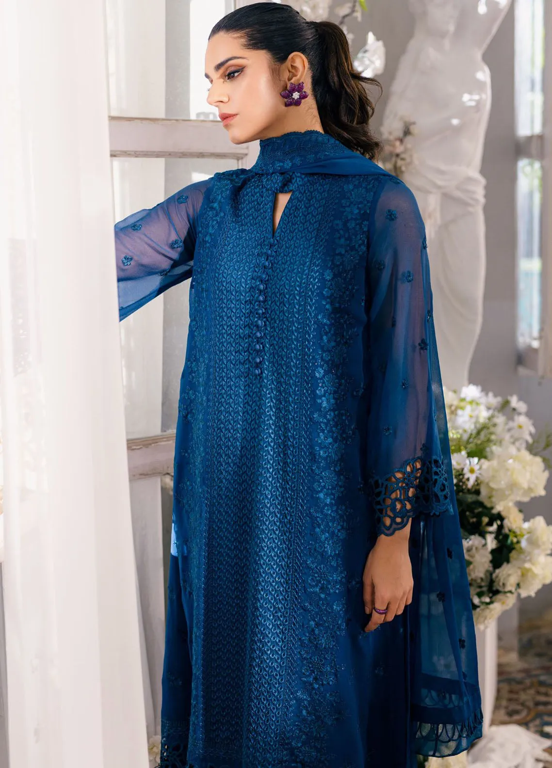 Ensembles By Azure Embroidered Chiffon 3 Piece Unstitched Suit AZU24EF ES-055 GALACTIC GLOW