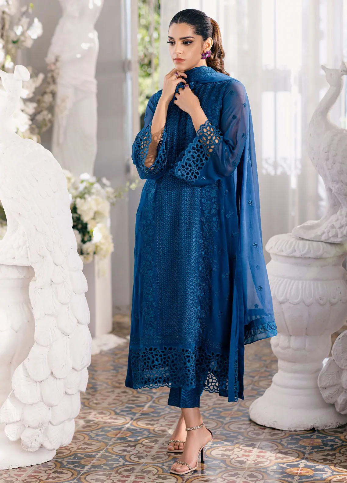 Ensembles By Azure Embroidered Chiffon 3 Piece Unstitched Suit AZU24EF ES-055 GALACTIC GLOW