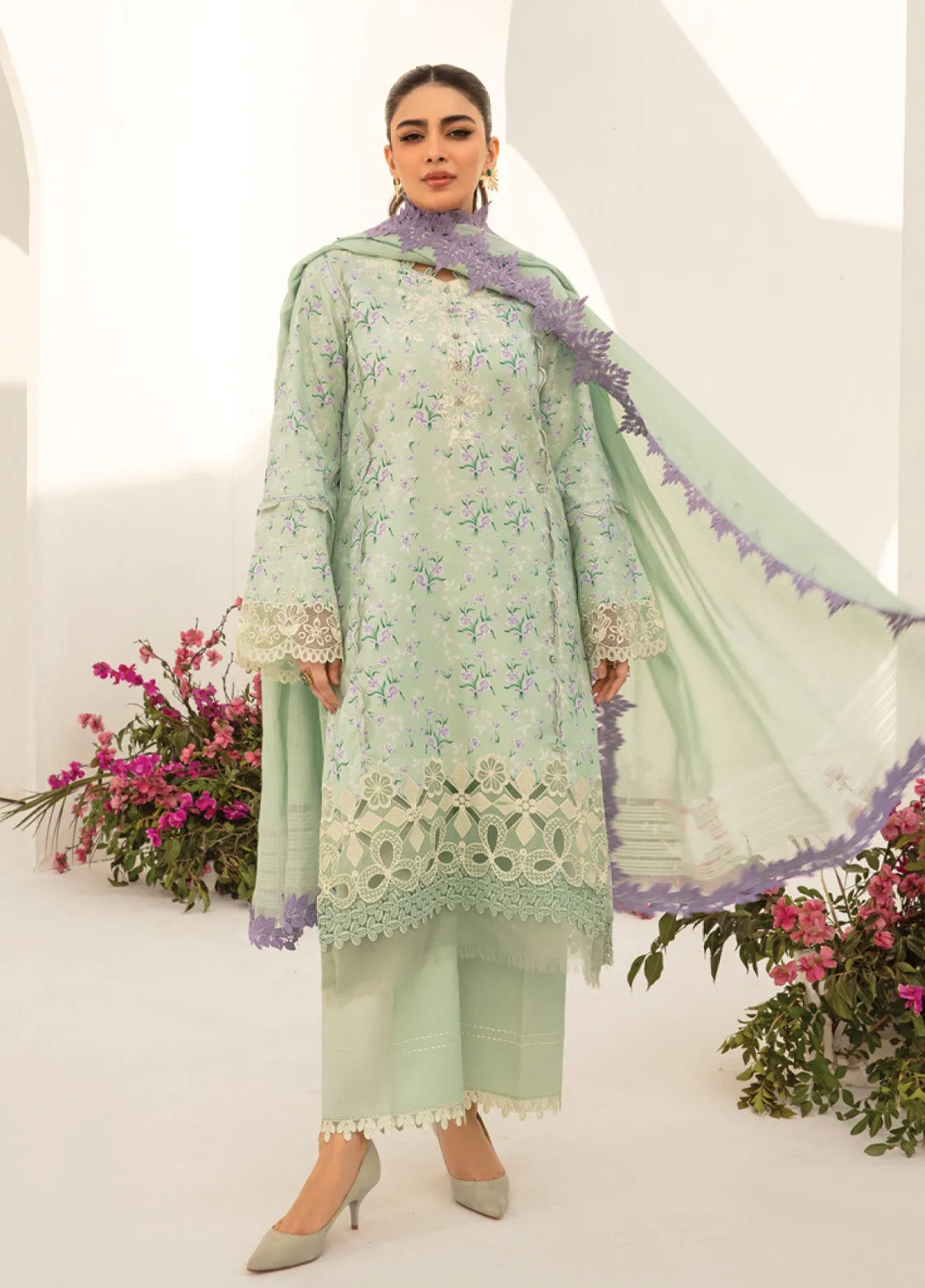 Florance By Rang Rasiya Embroidered Premium Lawn 3 Piece Unstitched Suit RR24FEL D04 DAHLIA