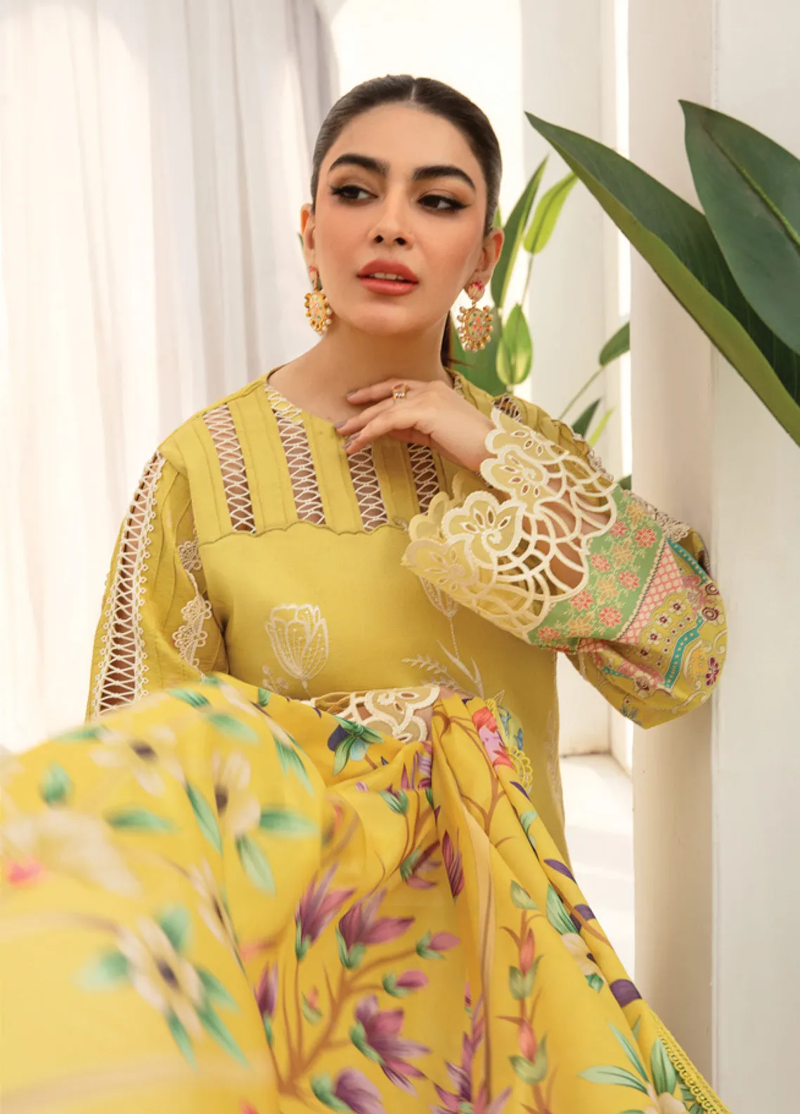 Florance By Rang Rasiya Embroidered Premium Lawn 3 Piece Unstitched Suit RR24FEL D06 SUNSHINE