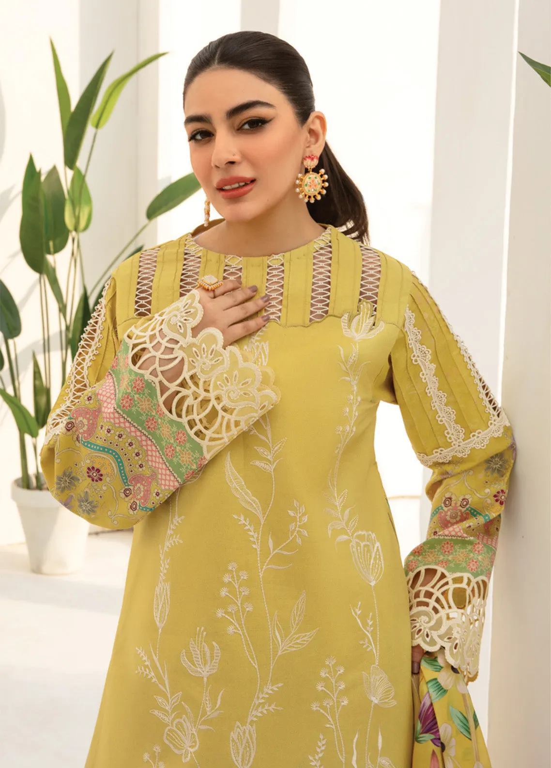 Florance By Rang Rasiya Embroidered Premium Lawn 3 Piece Unstitched Suit RR24FEL D06 SUNSHINE