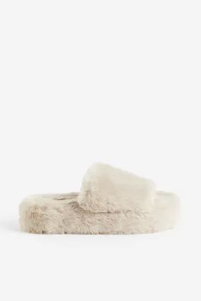 Fluffy slippers - Light beige - Ladies | H&M GB