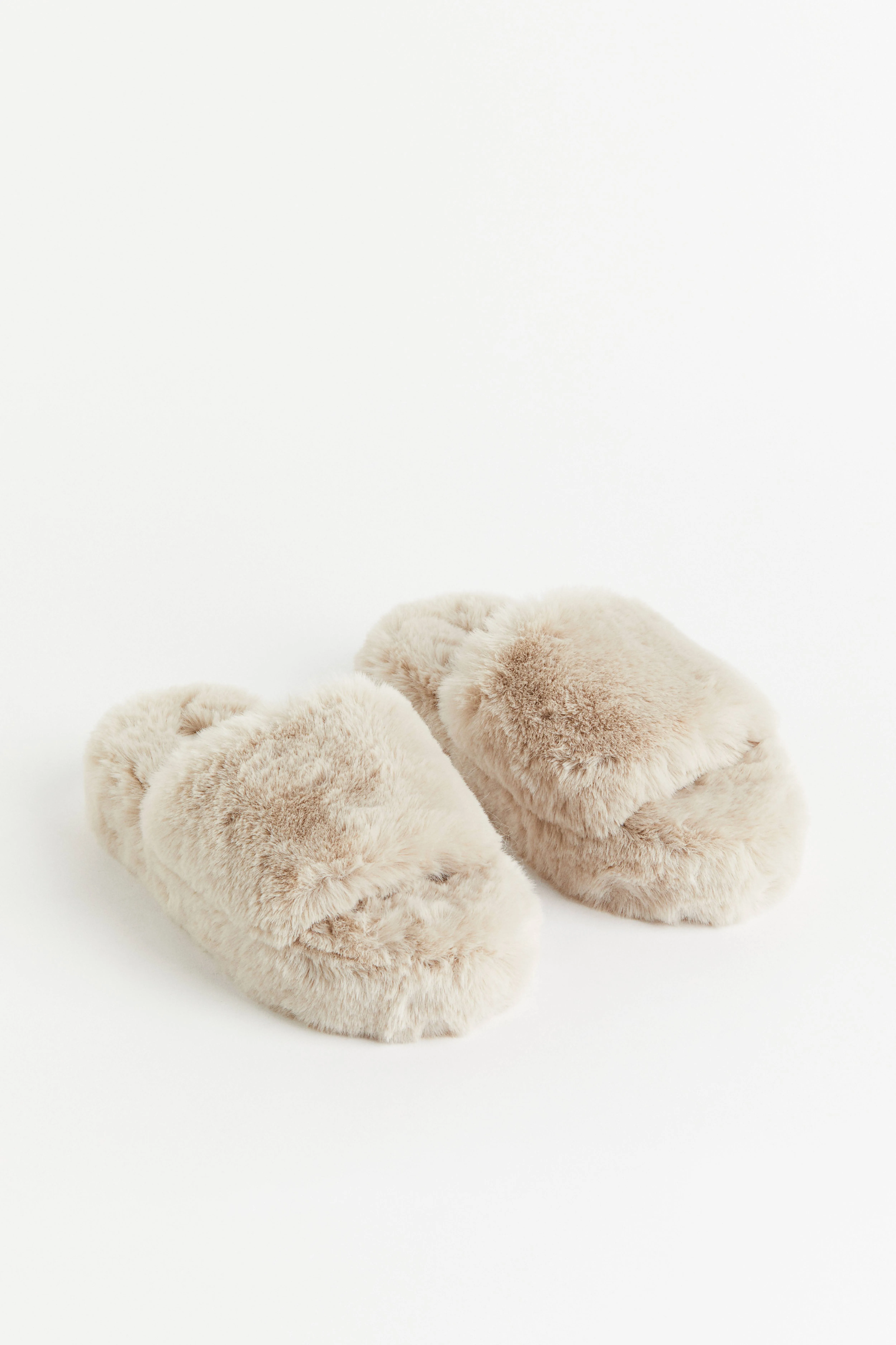 Fluffy slippers - Light beige - Ladies | H&M GB