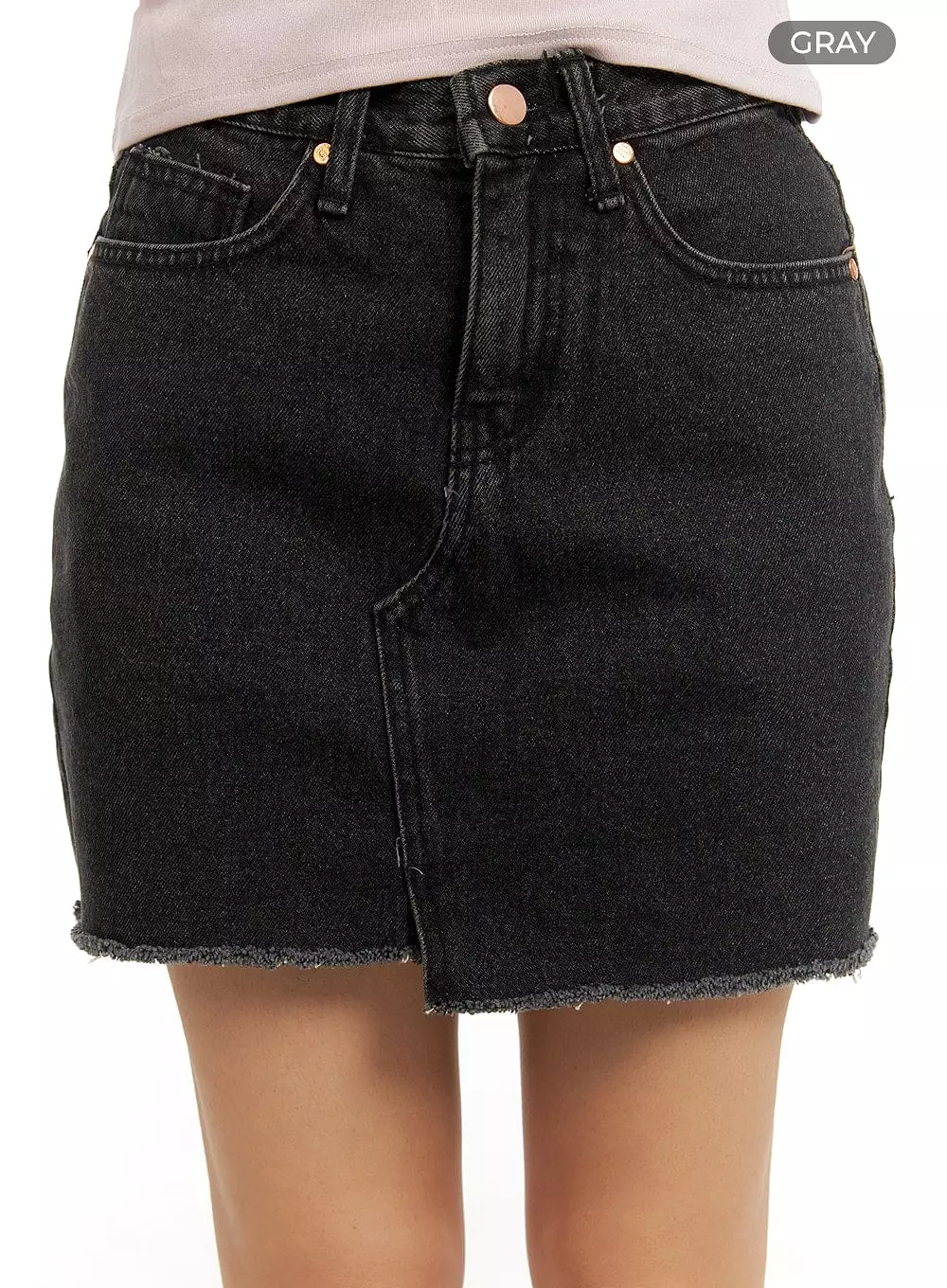 Front Slit Denim Mini Skirt CA415