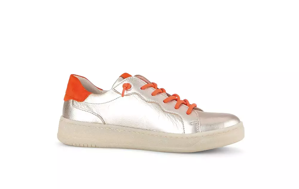 GABOR Gold & Orange Leather Trainer 34262