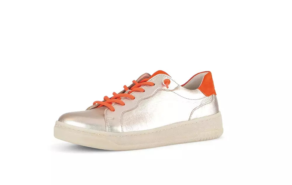 GABOR Gold & Orange Leather Trainer 34262