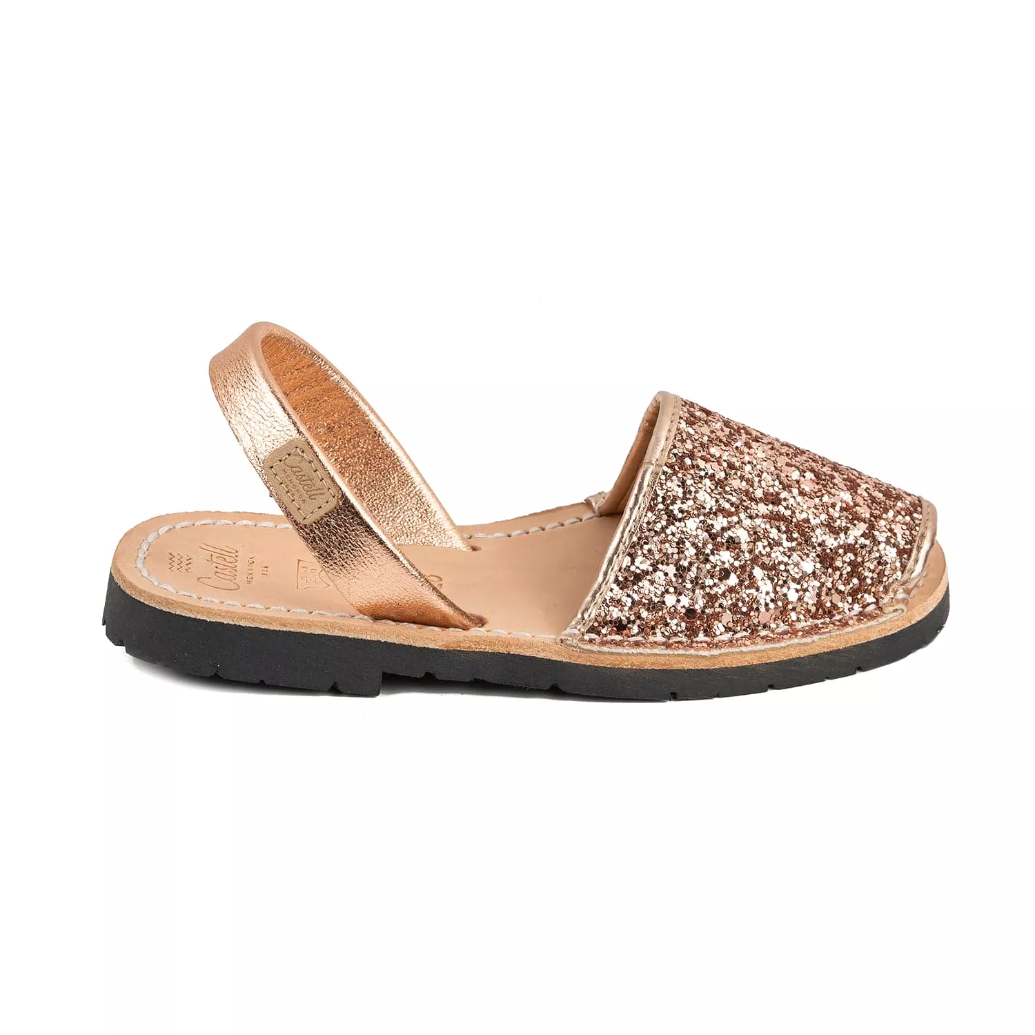 Glittery Leather Menorcan Sandal For Kids - Iker 1097R Glitter