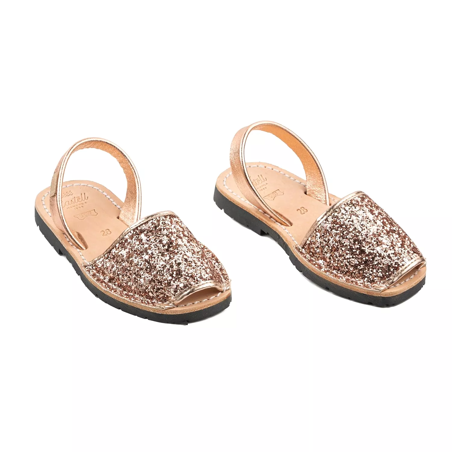 Glittery Leather Menorcan Sandal For Kids - Iker 1097R Glitter