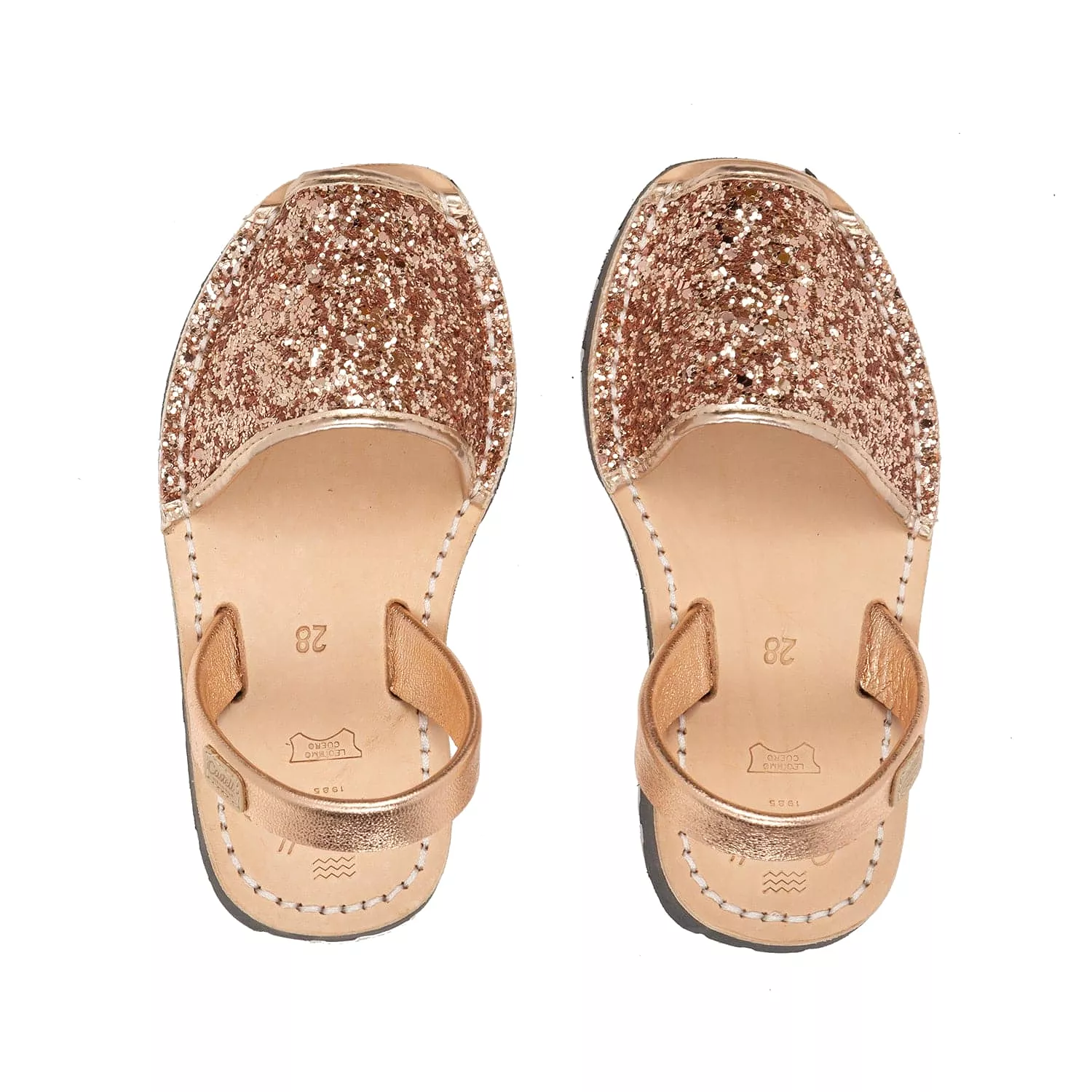 Glittery Leather Menorcan Sandal For Kids - Iker 1097R Glitter