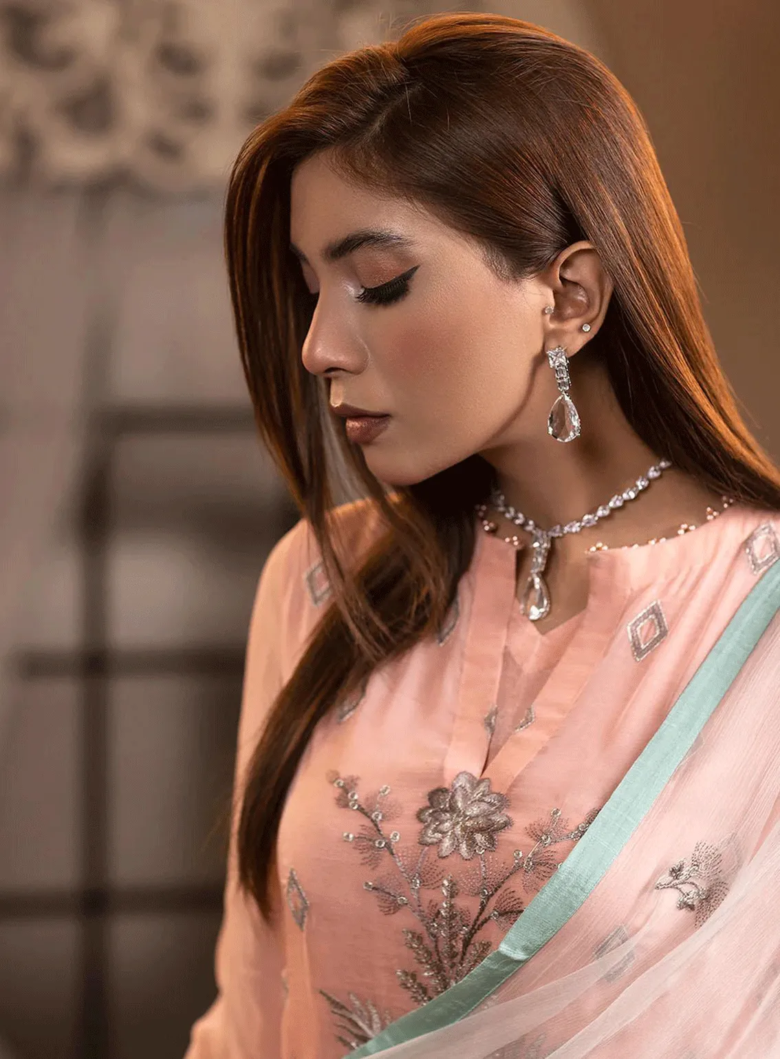 Haya By Kuch Khas Embroidered Chiffon Unstitched 3 Piece Suit - FS23HKK K-1402 OPHELIA