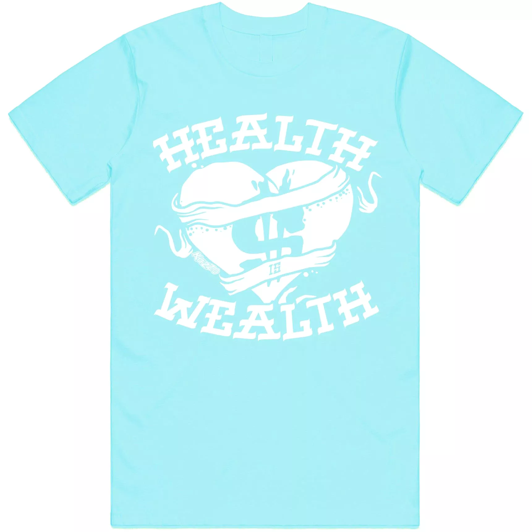 HEALTH IS WEALTH : Celadon Sneaker Tees Shirt (white ink)