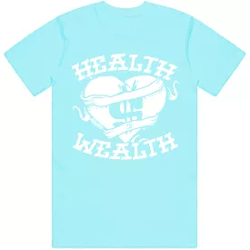 HEALTH IS WEALTH : Celadon Sneaker Tees Shirt (white ink)