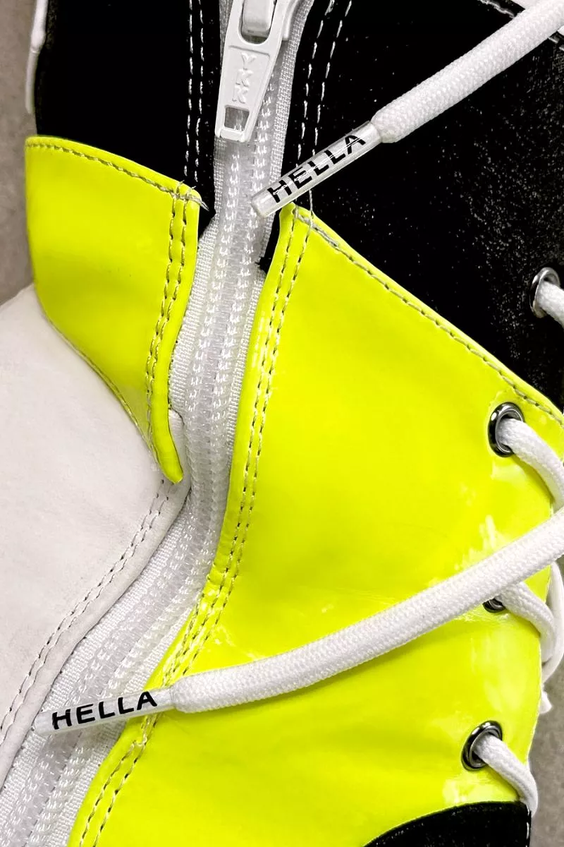 Hella Heels EmpireKicks Low Sneaker 7inch Boots - Atomic Neon Yellow