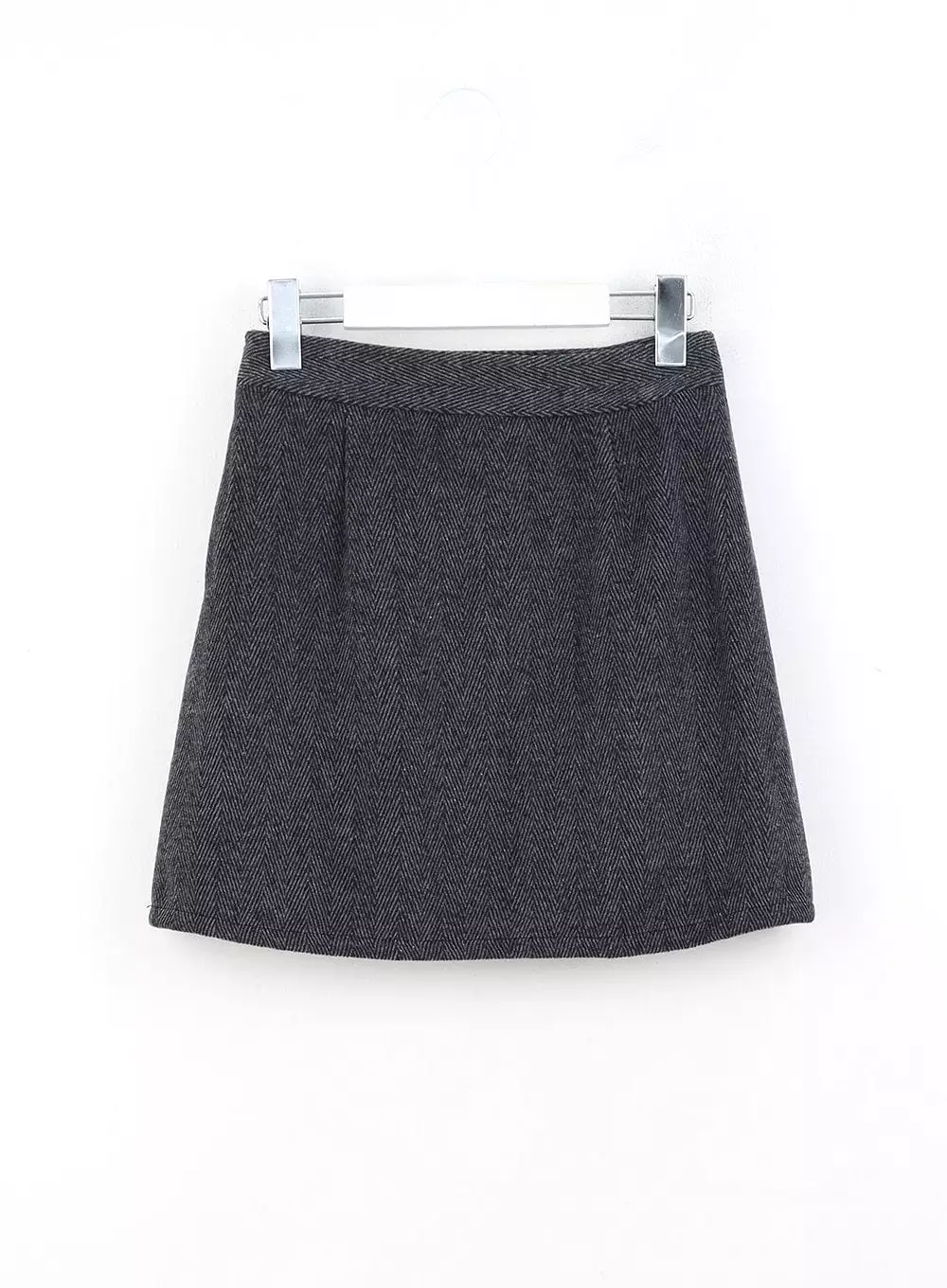 Herringbone Wool Blend Mini Skirt OO327