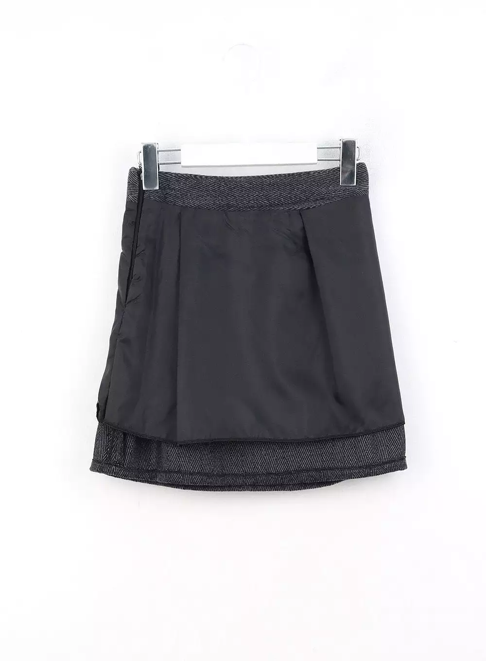 Herringbone Wool Blend Mini Skirt OO327