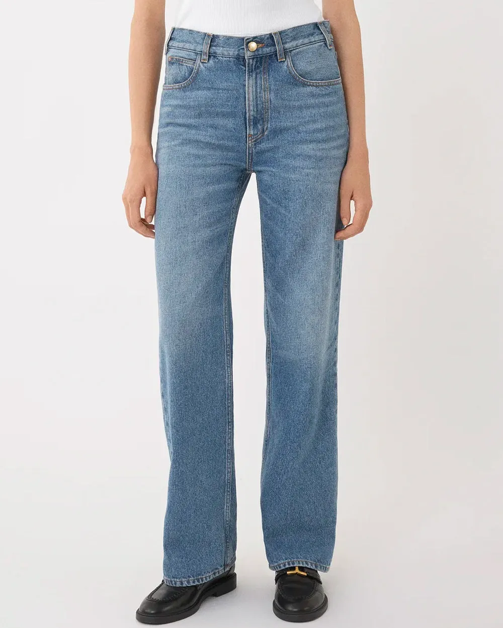 High Rise Wide Leg Boyfriend Jean in Foggy Blue