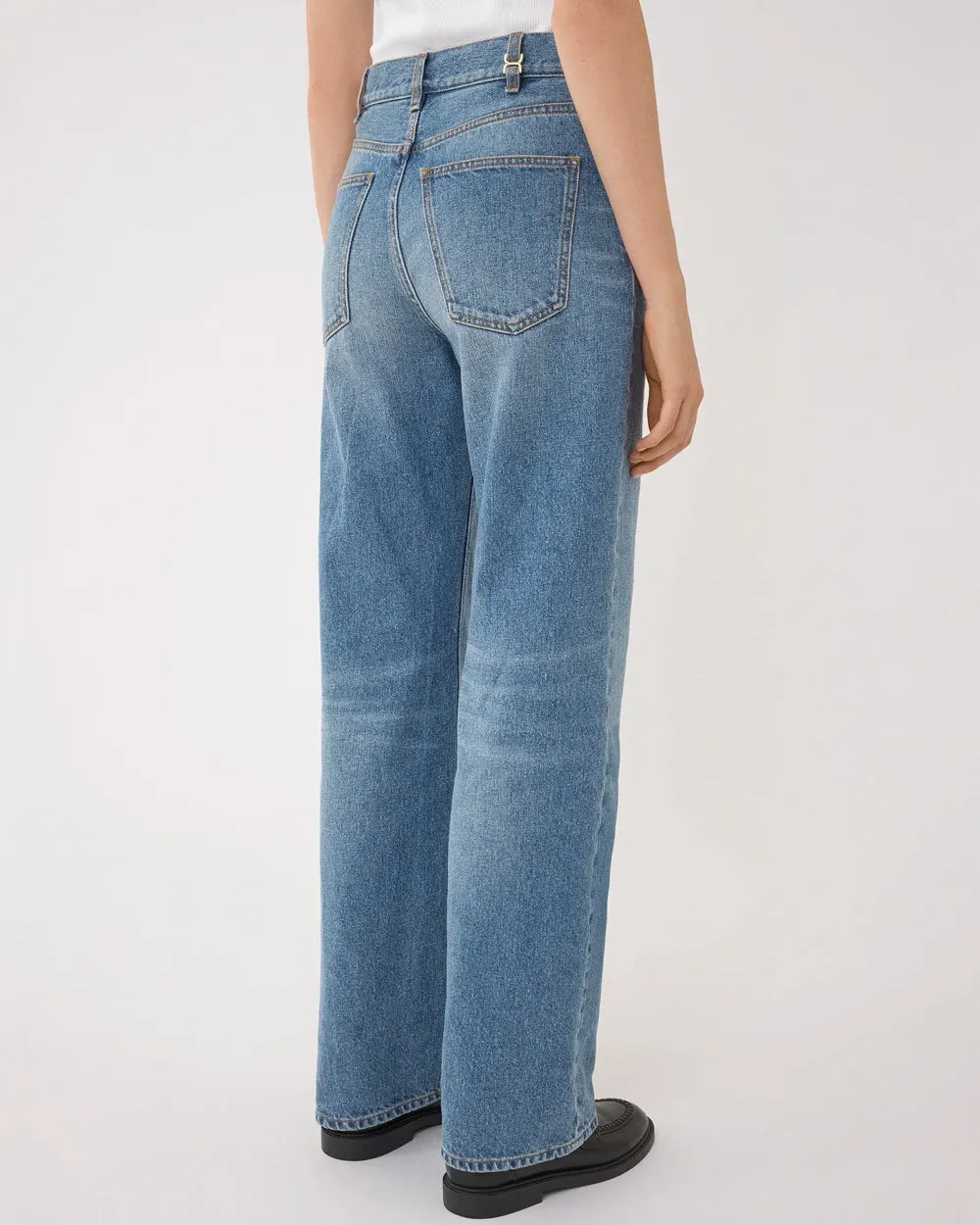 High Rise Wide Leg Boyfriend Jean in Foggy Blue