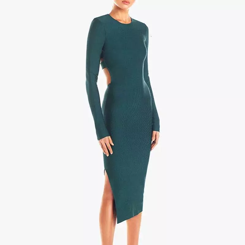 High Slit Backless Midi Bodycon Dress