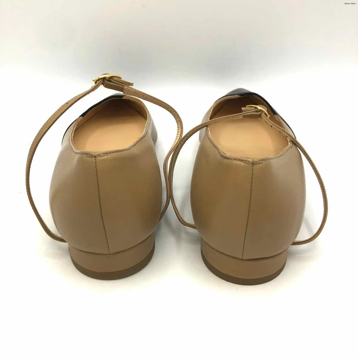 JENNIFER CHAMANDI Beige Black Leather Made in Italy Flats Shoes