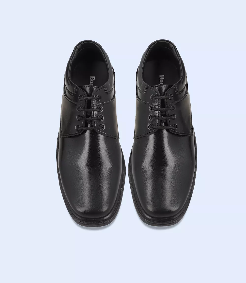 KB0146-BLACK-Boys School Shoes