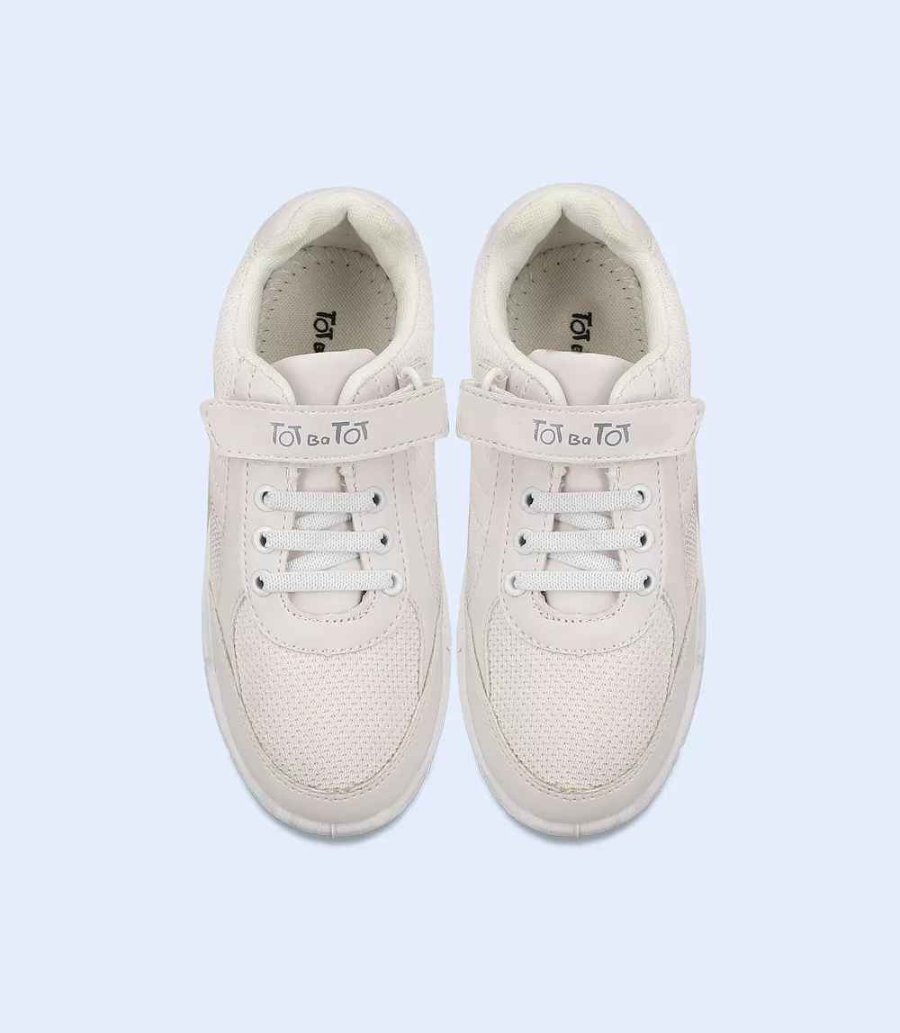 KB0153-WHITE-School Shoes For Boys