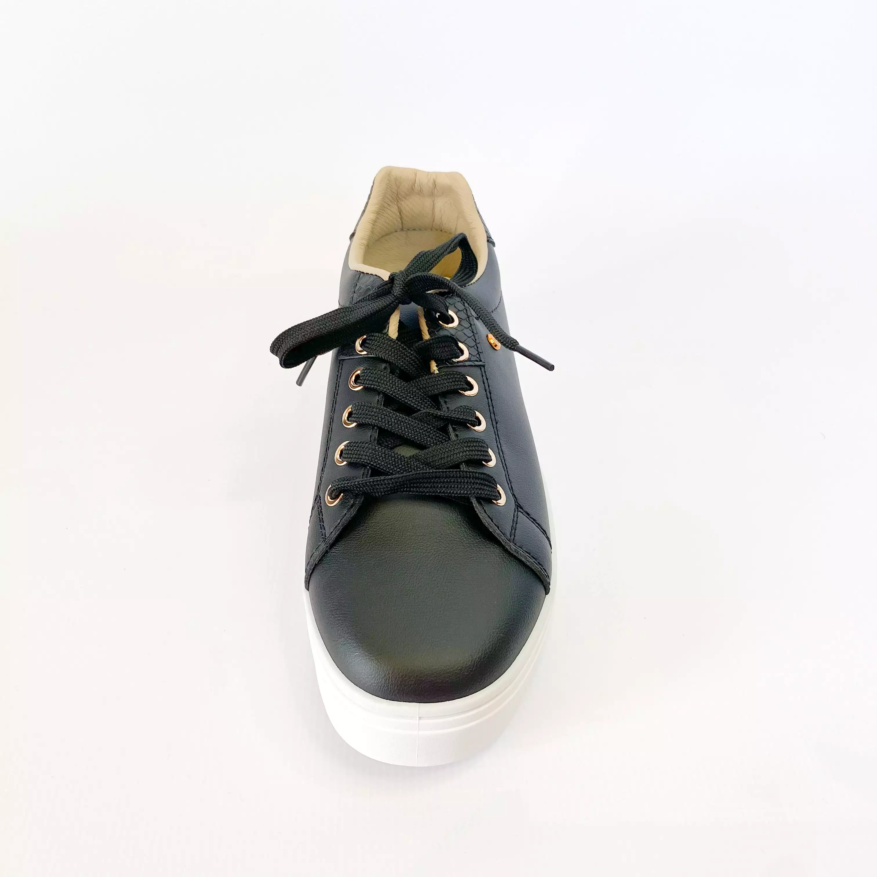 KG black with gold eyelet sneaker