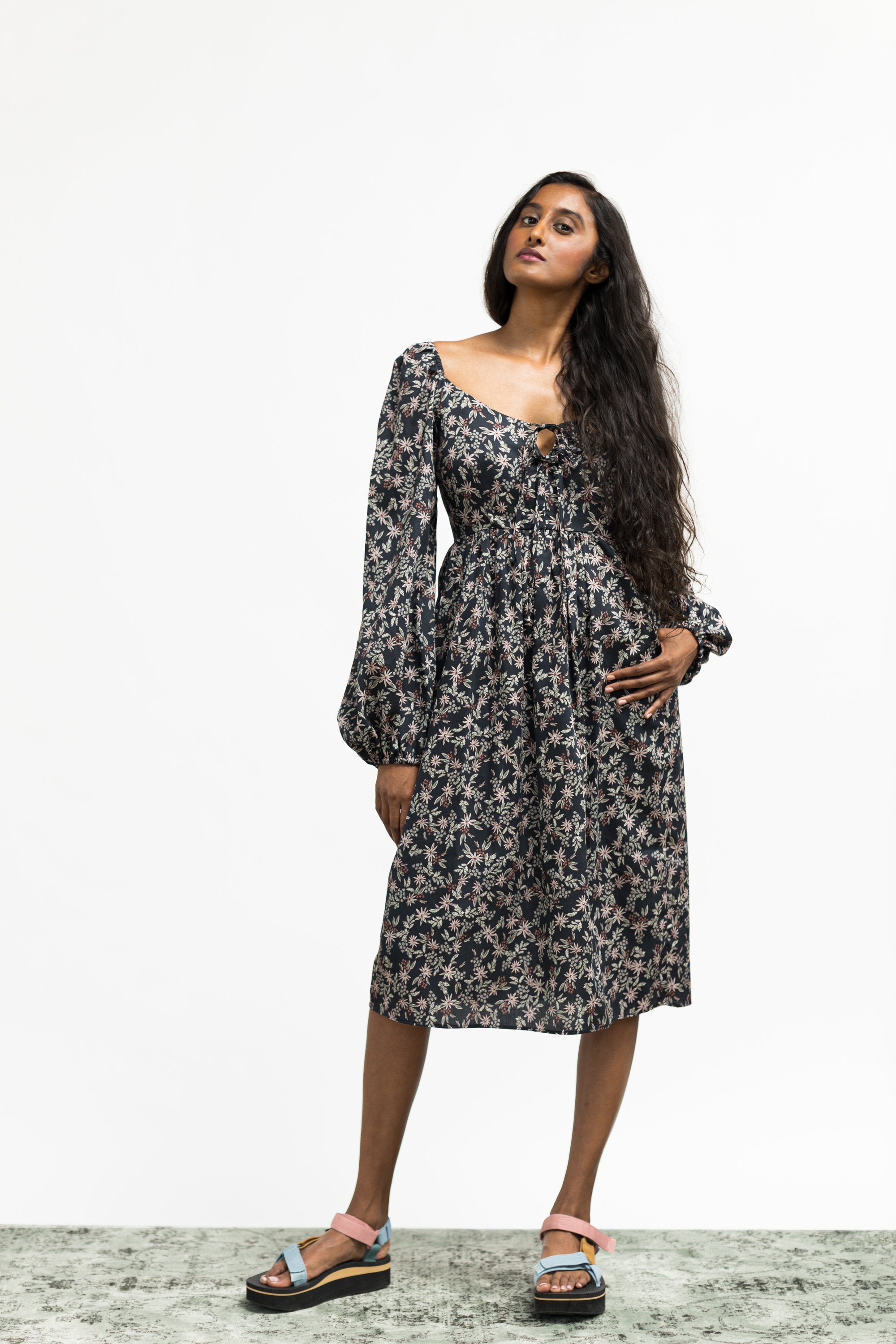 Marcela Dress / Black Cotton Floral