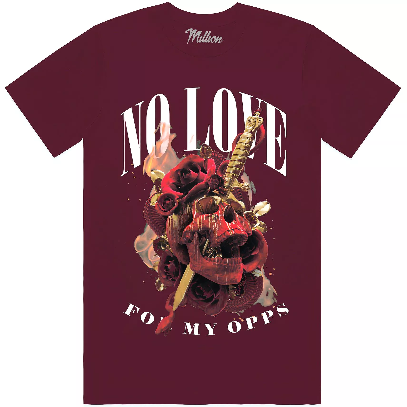 NO LOVE FOR OPPS : Maroon Sneaker Tees Shirt