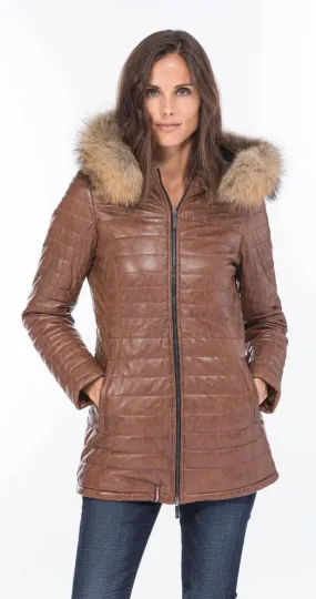 Oakwood cognac leather down jacket 62592