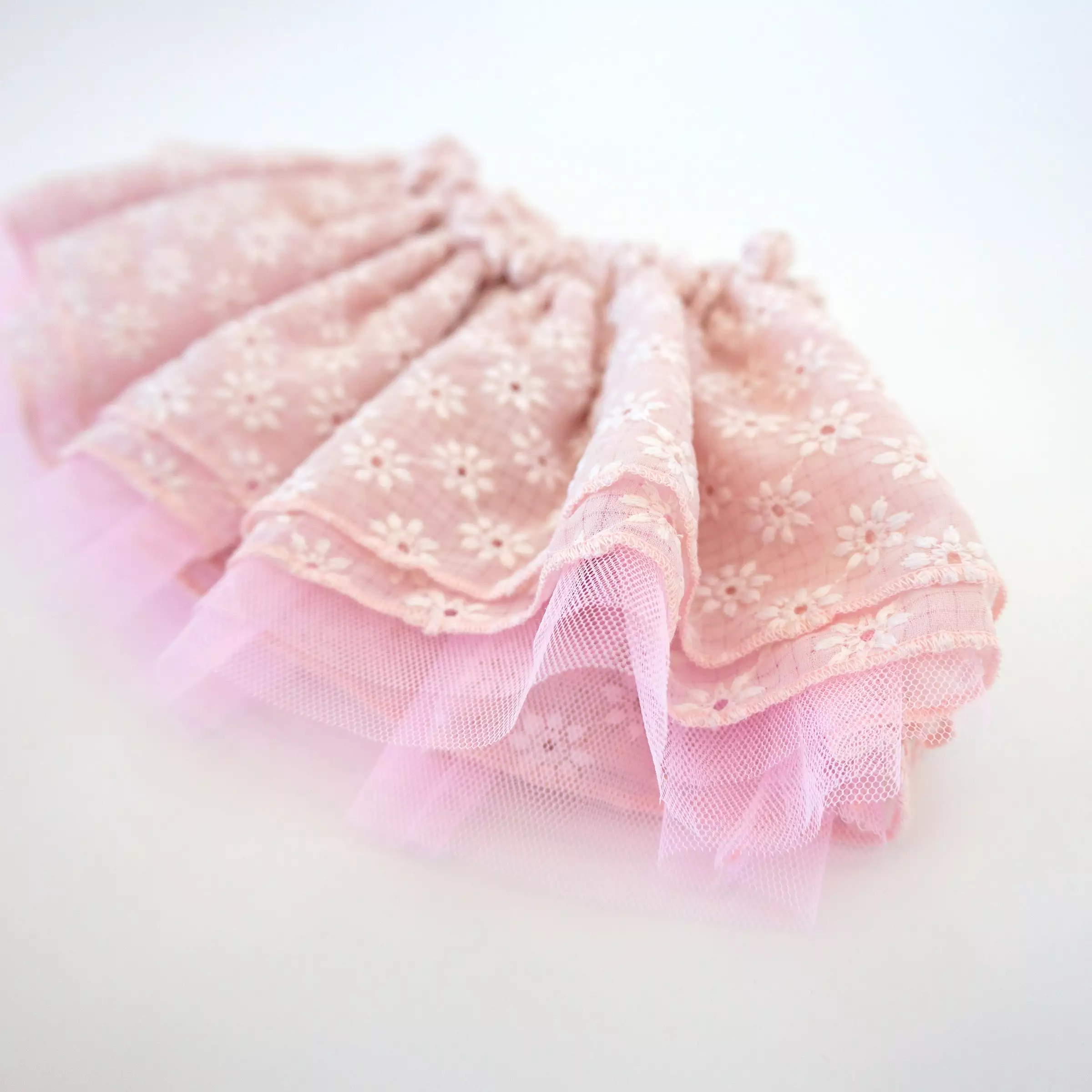 oh baby! Embroidered Daisies Four Layer Tutu Skirt - Pale Pink