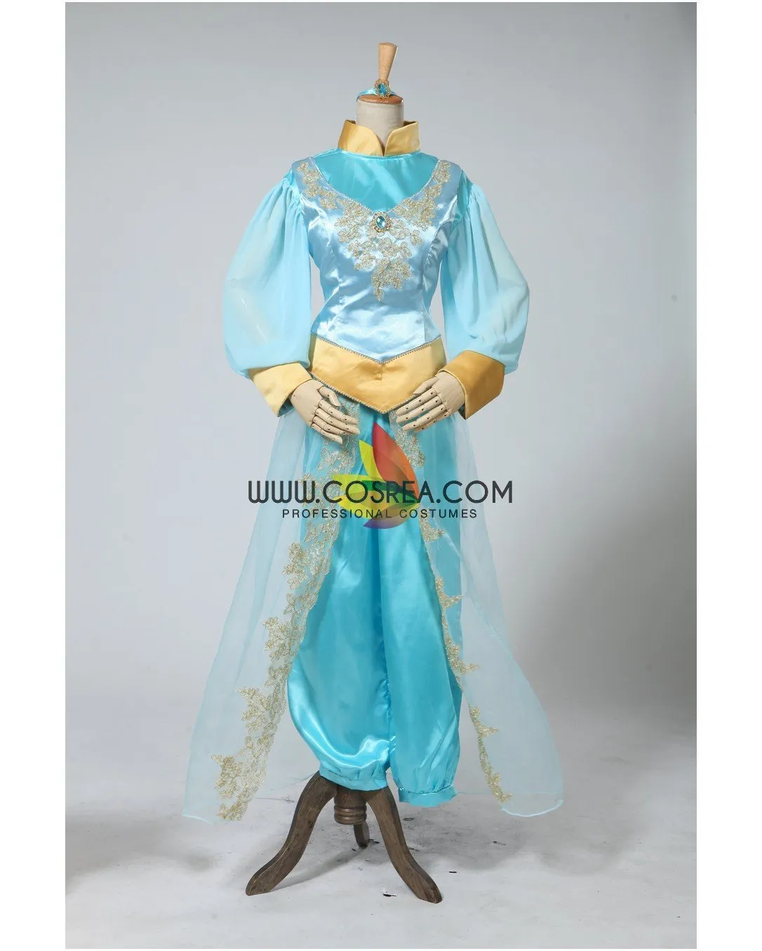 Princess Jasmine Aladdin Satin With Chiffon Sleeves Cosplay Costume