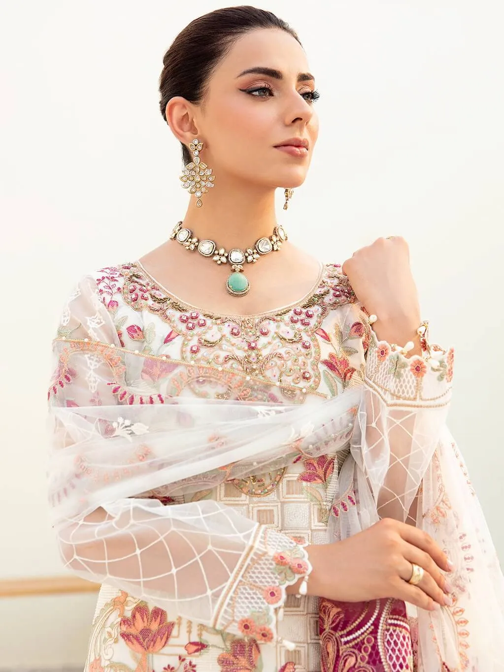 Ramsha Minhal Vol-09 Embroidered Organza Unstitched 3Pc Suit M-907