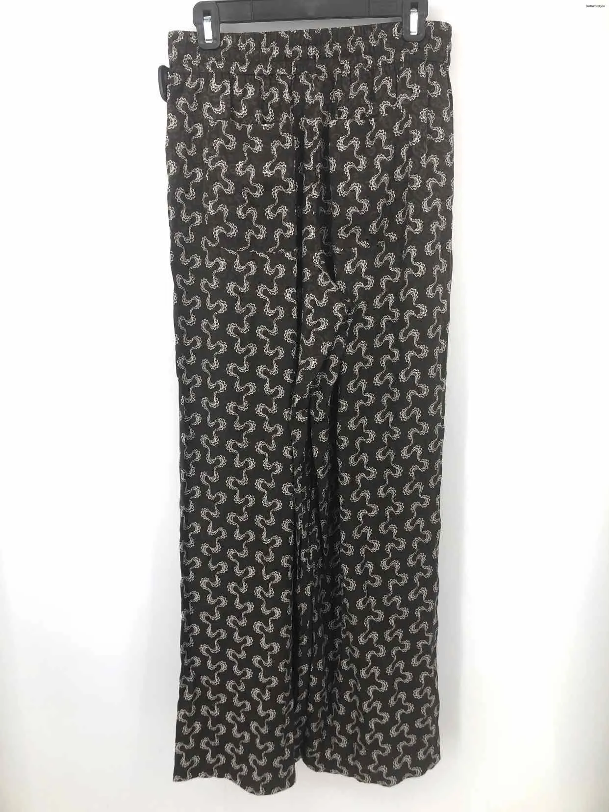 REBECCA TAYLOR Brown White Print Wide Leg Size MEDIUM (M) Pants