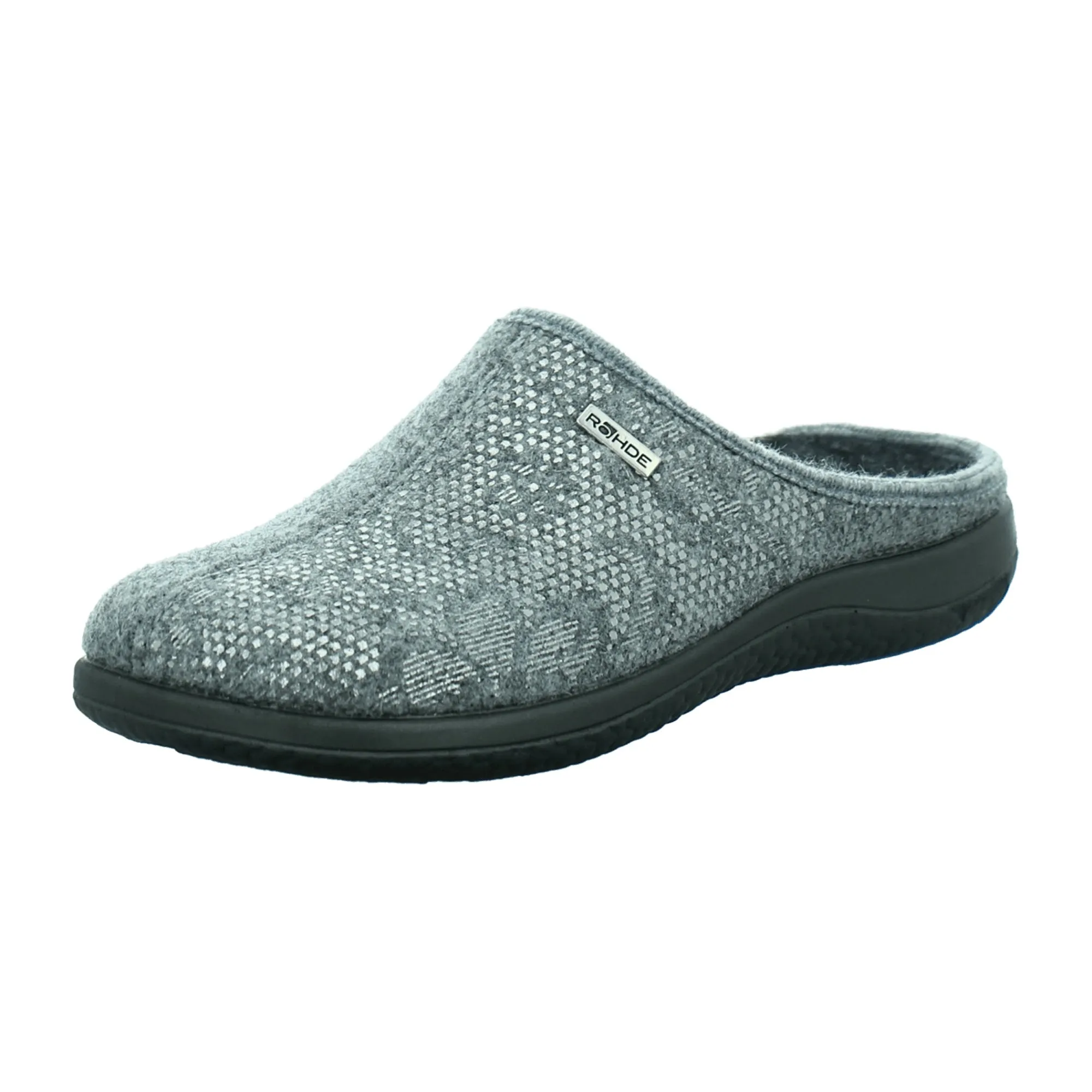 Rohde Women's House Shoes Gray Slip-On Textile Rubber Sole Removable Insole