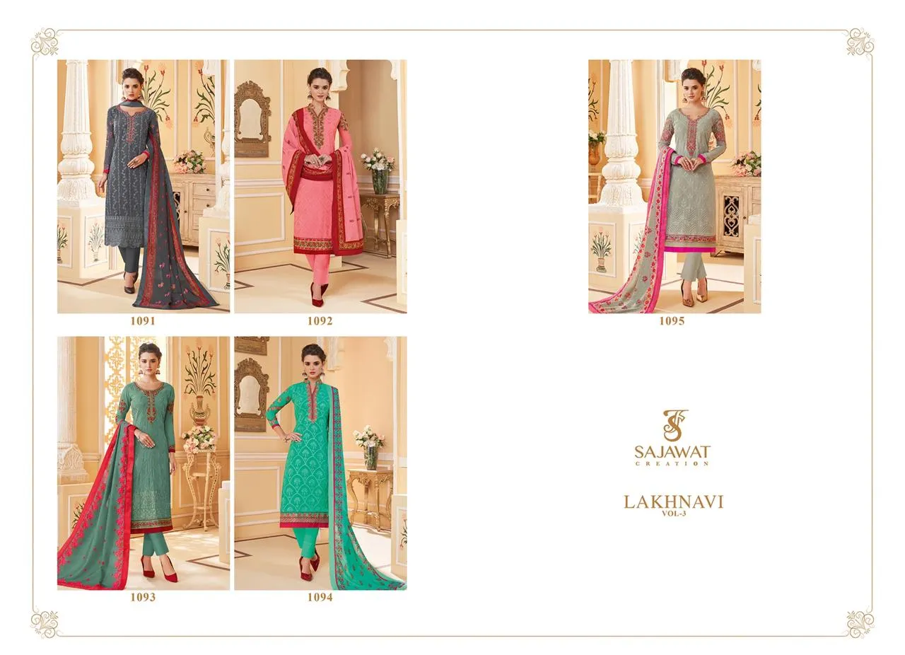 SAJAWAT CREATON LAKHNAVI VOL 3 HEAVY WORK READY MADE SUIT COLLECTION