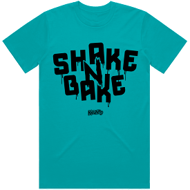 SHAKE N BAKE : Teal Sneaker Tees Shirt (black ink)