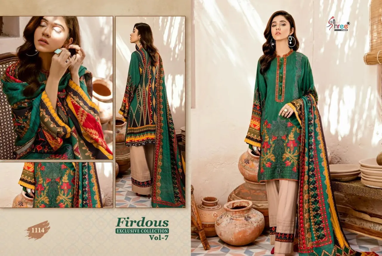 Shree Fab Firdous Exclusive Collection Vol 7 Jam Cotton Pakistani Suit