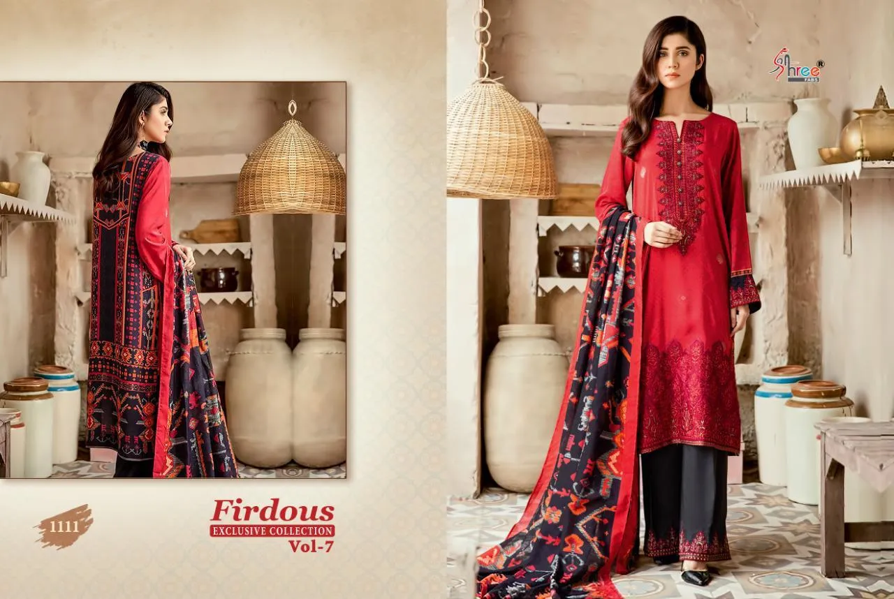 Shree Fab Firdous Exclusive Collection Vol 7 Jam Cotton Pakistani Suit